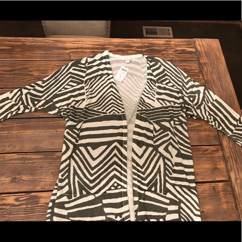 Chico’s Size 2 Green White Daniella Cardigan